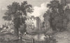 ONGAR. Moat Castle Castle House. river. cow. (Wright) 1834 old antique print