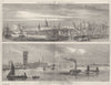 LONDON. Pool, Looking west; from Lambert, east 1870 old antique print picture