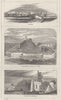 ISLE WIGHT. Cardiff; Carisbrook Castle. 1733; Carlisle cath.  1870 old print
