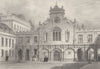 CAMBRIDGE. St. Peter's College showing Chapel. Figures. (Le Keux) 1841 print