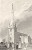 LANCASHIRE. Sephton Sefton. Church of St. Helen. Harwood. figures.  1831 print