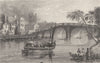 LONDON. Surrey. Kew. Bridge. River. Good small steel view (Dugdale) 1835 print