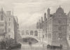 CAMBRIDGE. The New Bridge. St. John's College. Boats (Le Keux) 1841 old print