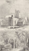 CUMBRIA. Cumbs. Carlisle cathedral. / 2. Chapter House Choir 1845 old print