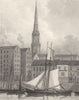 LIVERPOOL. St. George's Church, from the Docks. (Finden/Westall) 1834 print