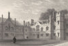 CAMBRIDGE. St. Peter's College Gisbourne Court. Figures. (Le Keux) 1841 print