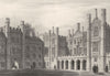 CAMBRIDGE. Trinity College. New Court. Few figures (Le Keux) 1841 old print