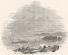 DEVON. Plymouth Sound, Drake's Island, and the Breakwater 1850 old print