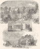 GLOUCESTERSHIRE. Clifton Hill; Victoria Rooms; Hot Wells and Bridge 1850 print