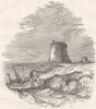 SUSSEX. Martello Towers, Eastbourne Bay 1850 old antique vintage print picture