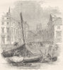 YORKSHIRE. Hull, from The Pier, Looking Up Queen Street 1850 old antique print