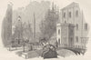 YORKSHIRE. Docks, and the Wilberforce Column 1850 old antique print picture