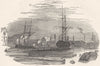 LINCOLNSHIRE. The Old Dock, Grimsby 1850 antique vintage print picture
