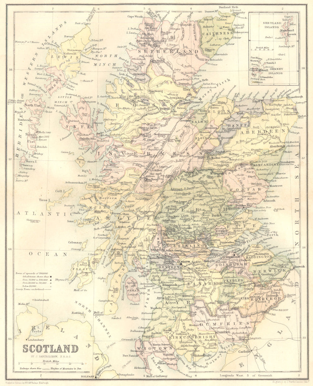 SCOTLAND. Scotland; Inset map of Shetland Islands 1864 old antique chart