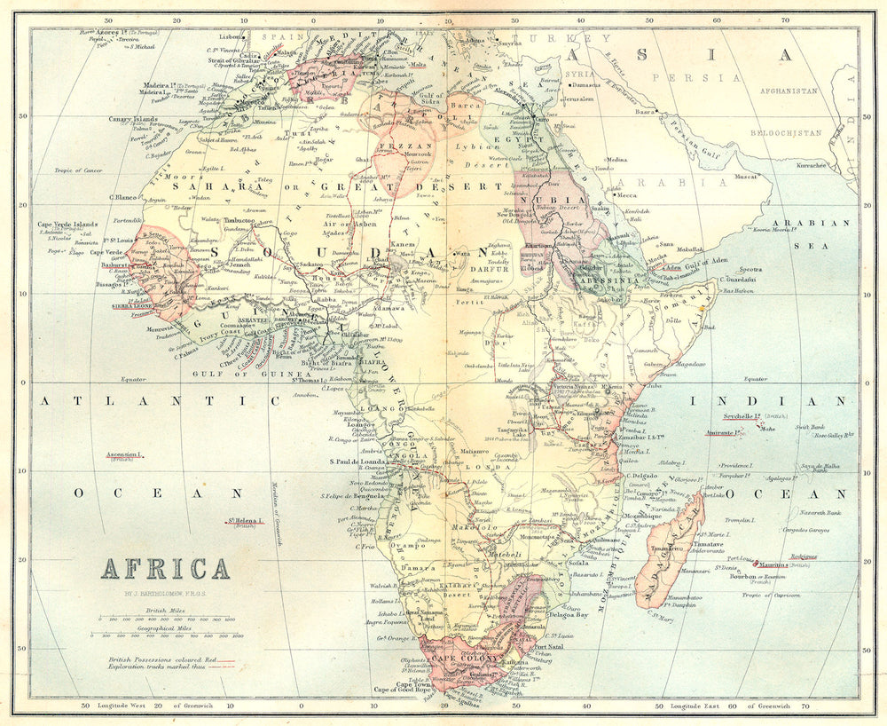 AFRICA. Africa 1864 old antique vintage map plan chart