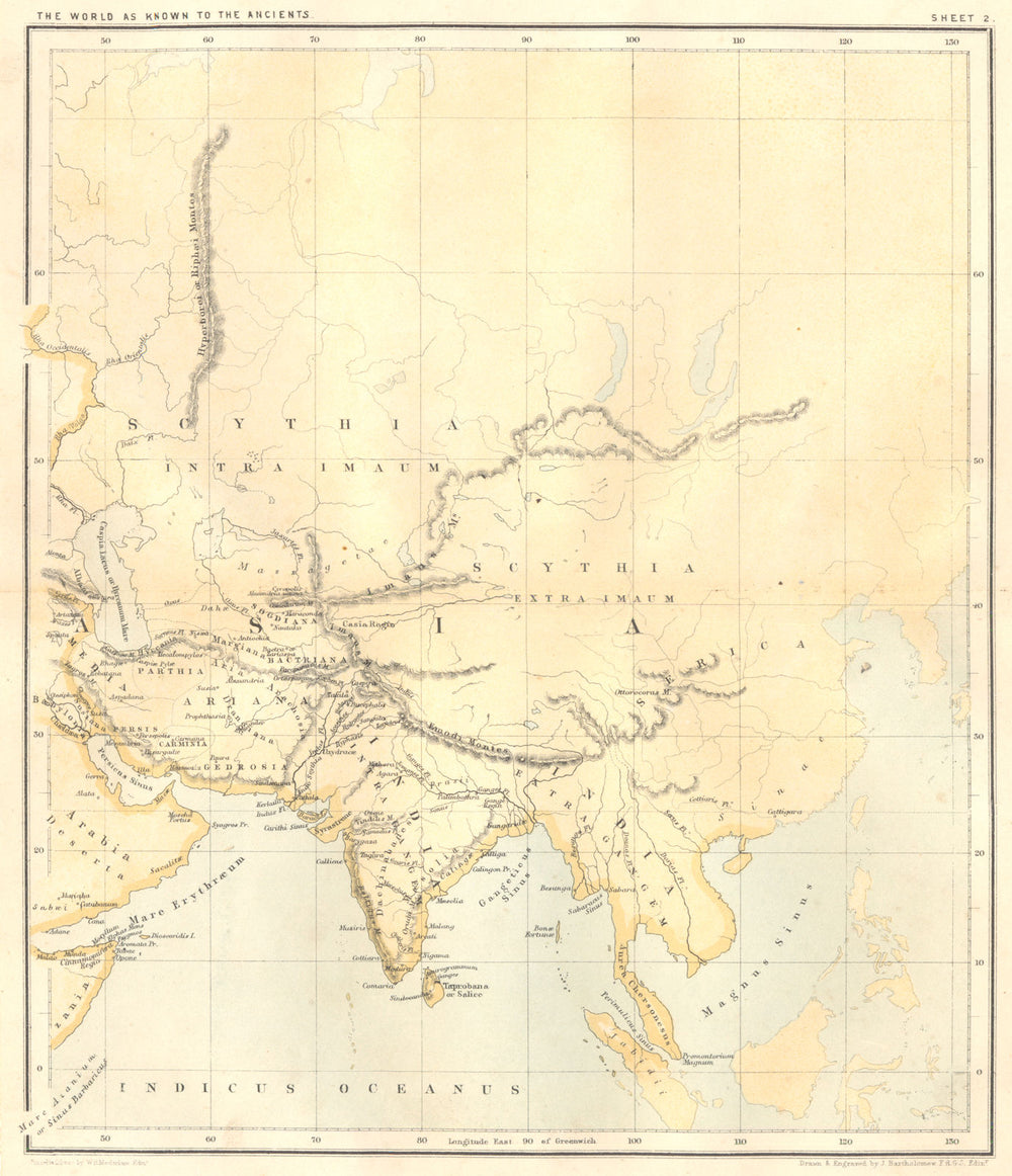 ASIA.Ancient World sheet 2.India Scythia Ariana Serica Arabia Persis 1864 map
