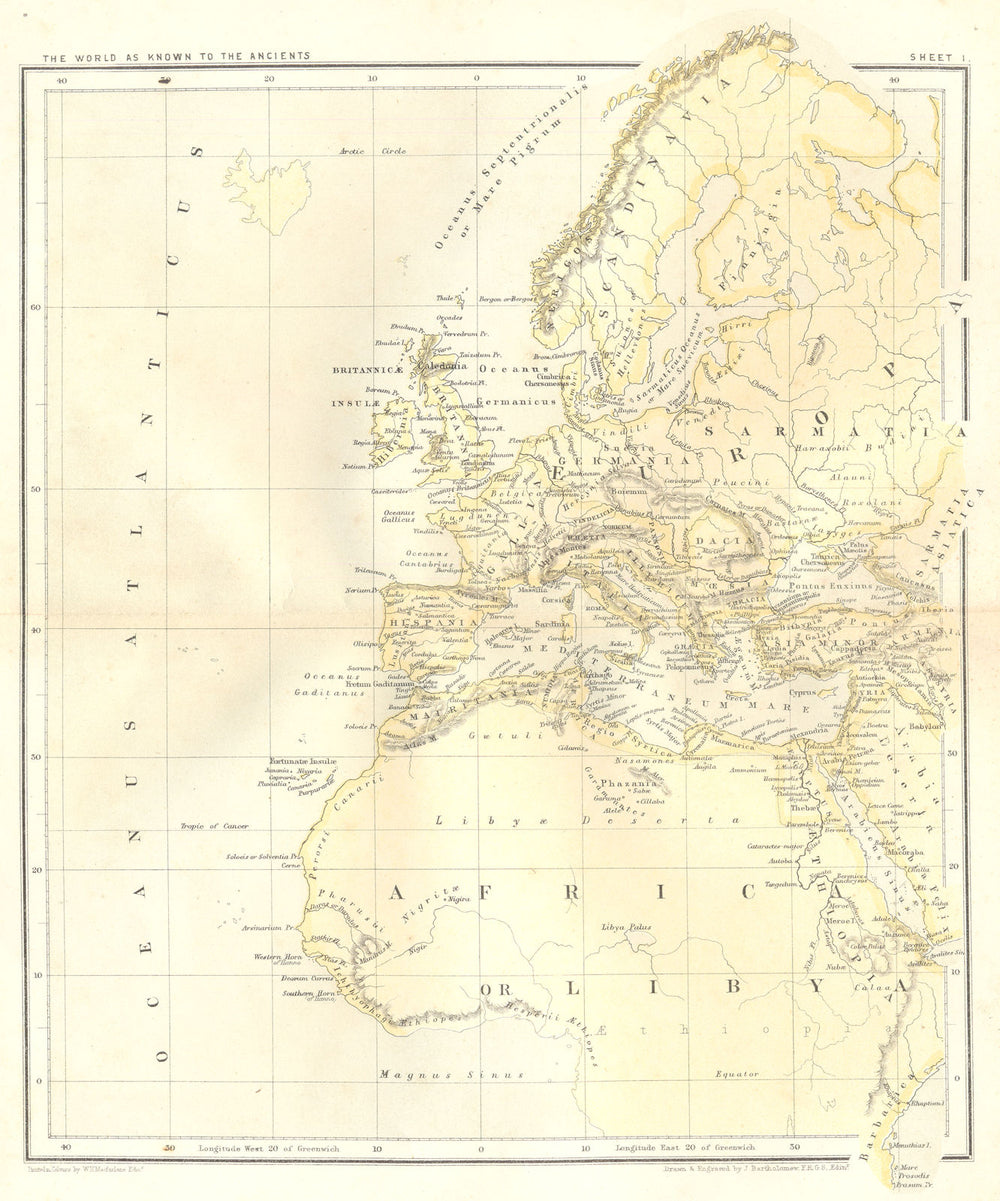 EUROPA. Ancient World sheet 1.Sarmatia Africa Gallia Hispania Germania 1864 map