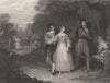 ROMANCE. Jealousy c1840 old antique vintage print picture