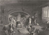 CHRISTMAS. The Barons Hall at Christmas c1840 old antique print picture