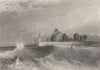 EURE. Quillebeuf. Waves church windmill boats 1857 old antique print picture