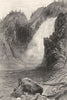 WYOMING. The Upper Yellowstone Falls 1874 old antique vintage print picture