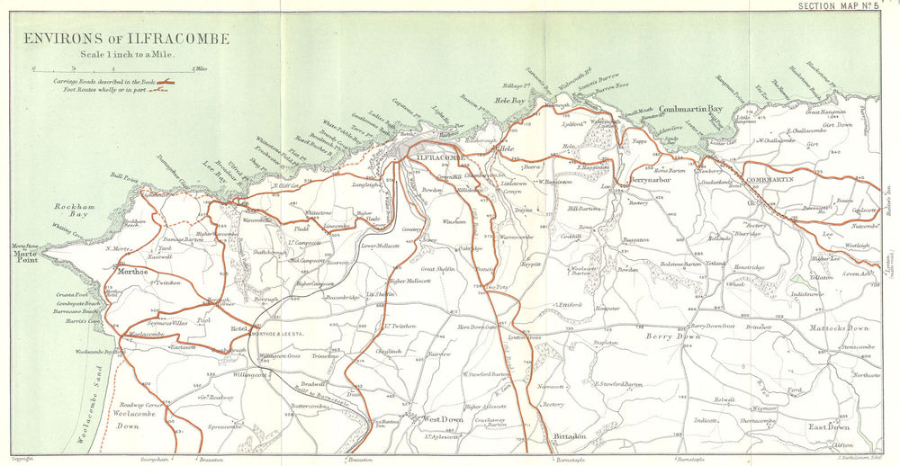 NORTH DEVON COAST. Ilfracombe area. Combmartin Lee Morthoe. WARD LOCK 1897 map