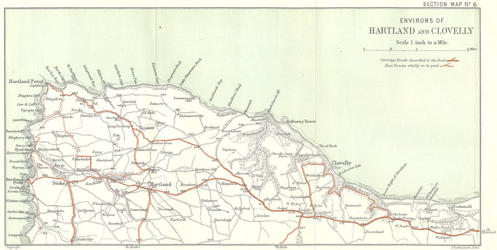 NORTH DEVON COAST. Environs of Hartland and Clovelly. WARD LOCK 1897 old map