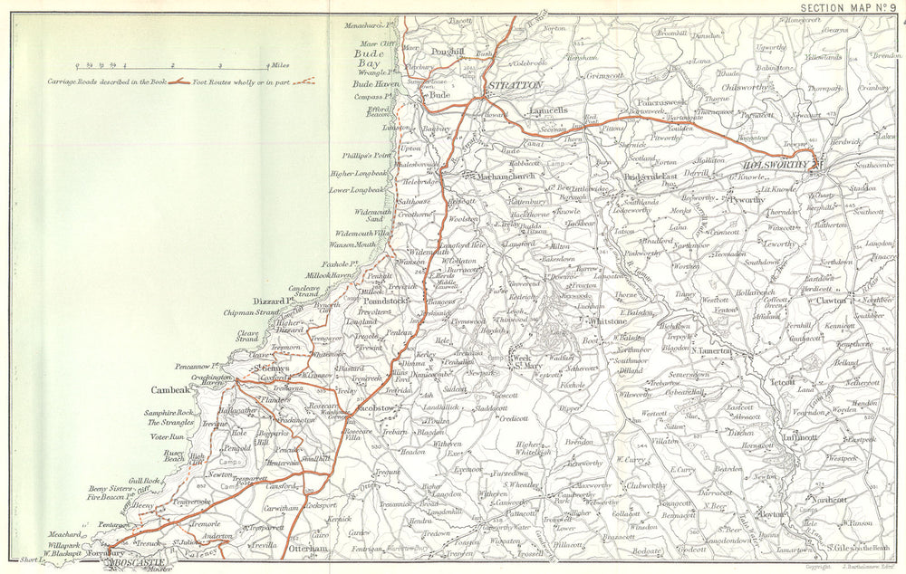CORNWALL COAST. Bude Boscastle Stratton Holsworthy. WARD LOCK 1897 old map