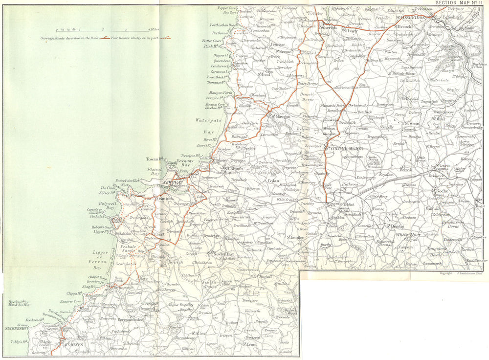 NORTH CORNWALL.Wadebridge Newquay St.Agnes St Colomb Major.WARD LOCK 1897 map