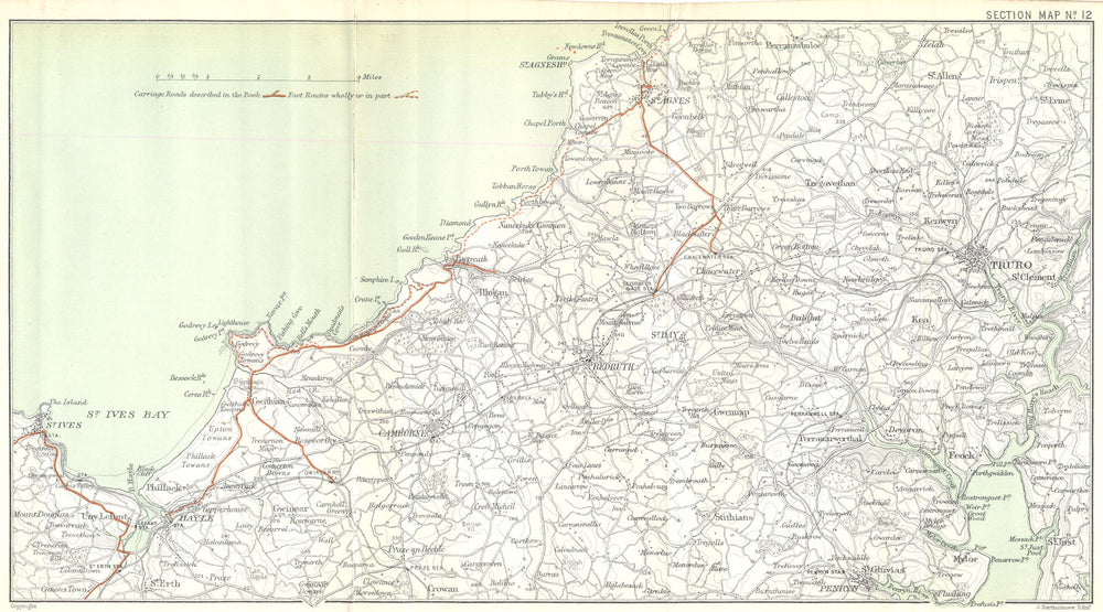 NORTH CORNWALL.St.Agnes.Ives Truro Redruth Camborne Penrhyn.WARD LOCK 1897 map