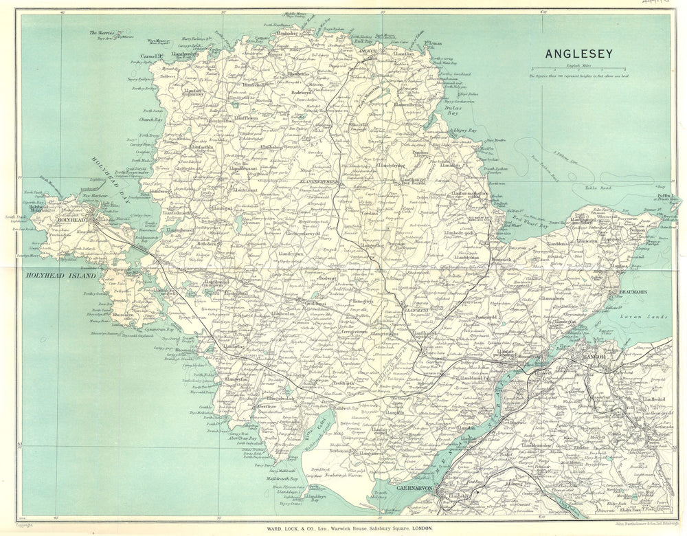 WALES. Anglesey. Anglesea. WARD LOCK 1936 old vintage map plan chart