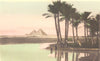 EGYPT. Landscape with The Pyramids of Giza. Hand coloured. 1900 old print