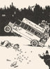 HEATH ROBINSON. Bus passengers throwing weight to stop motor accident.SMALL 1935