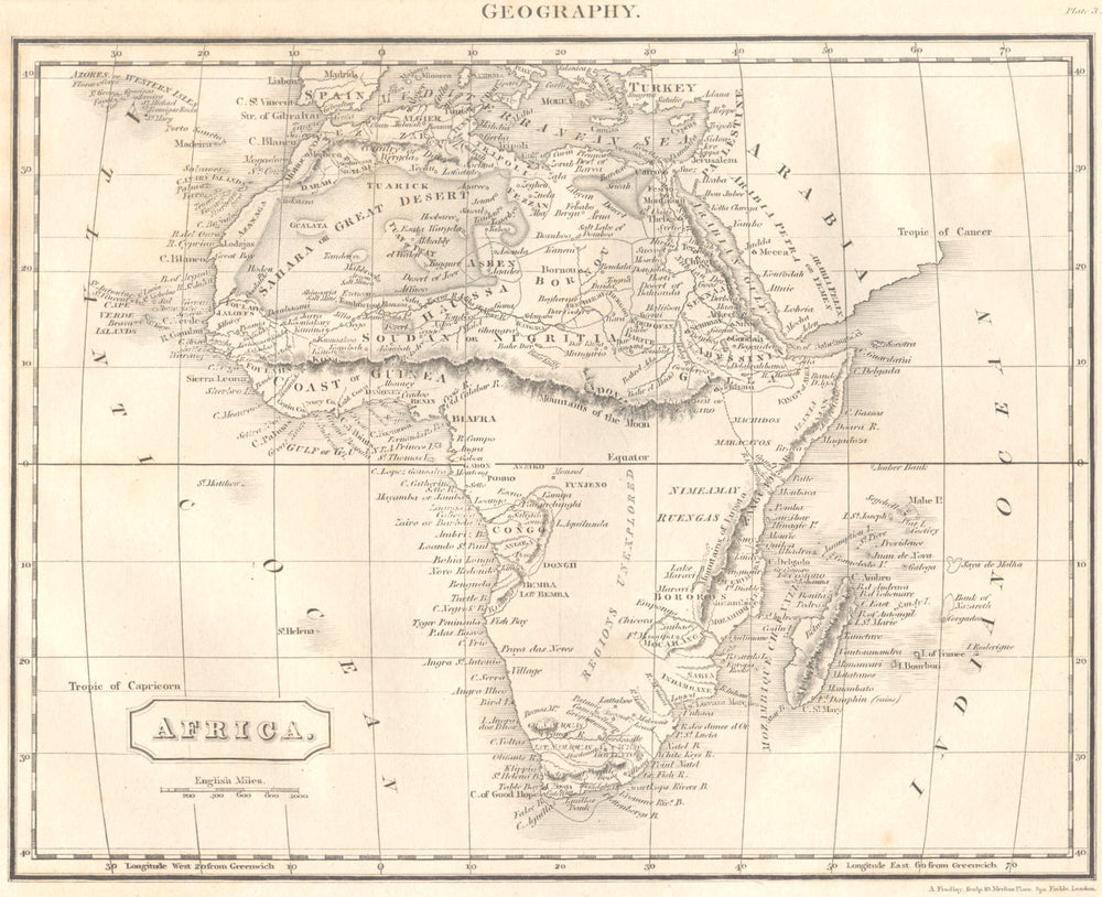 AFRICA.Shows tribes,regions unexplored & fictitious Mountains of Kong. 1830 map