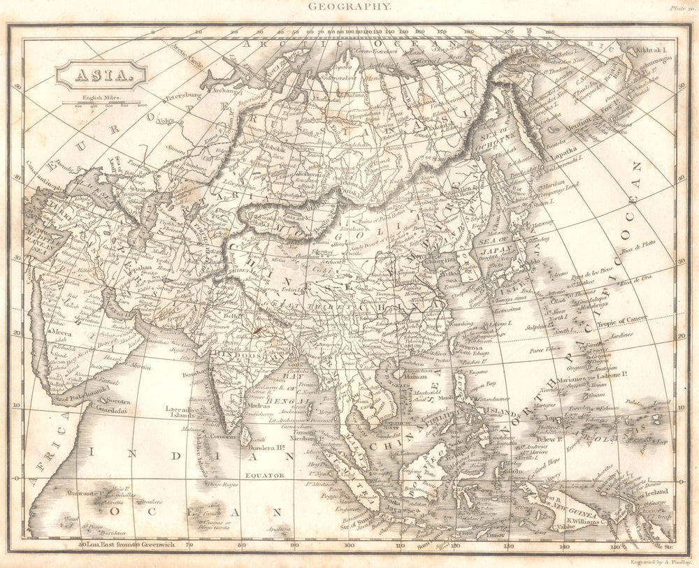 ASIA.Arabia Persia(Iran)Hindoostan China Malaya Japan Siam(Thailand)Etc 1830 map