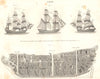 SHIPS. Section of a first rate Ship of War, Showing timbers and apartments 1830