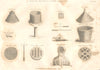 BEE-HIVES. Straw hood. Hoop straw hive cover. Bee dress veil bellows 1830