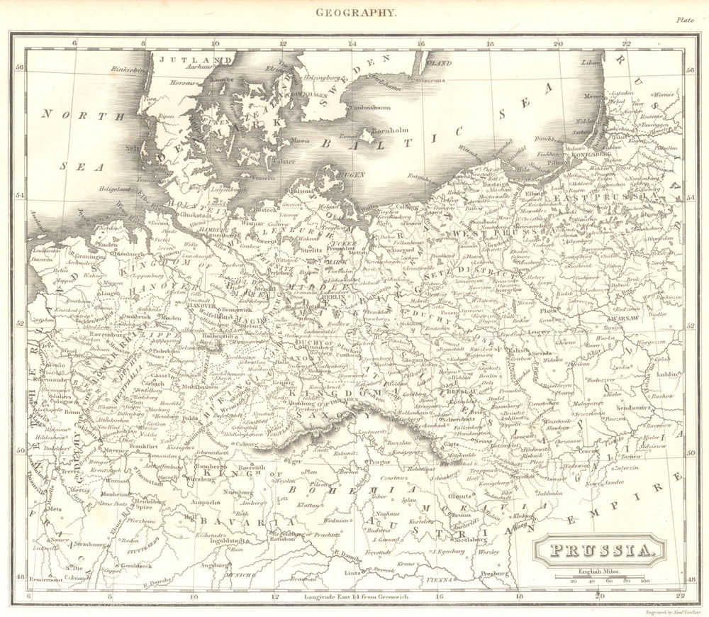 PRUSSIA. Central Europe. Bohemia. Poland. (Oxford Encyclopaedia) 1830 old map