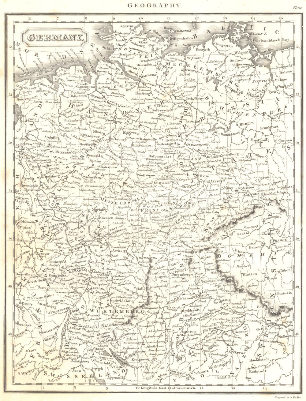 GERMANY. Map. (Oxford Encyclopaedia) 1830 old antique vintage plan chart