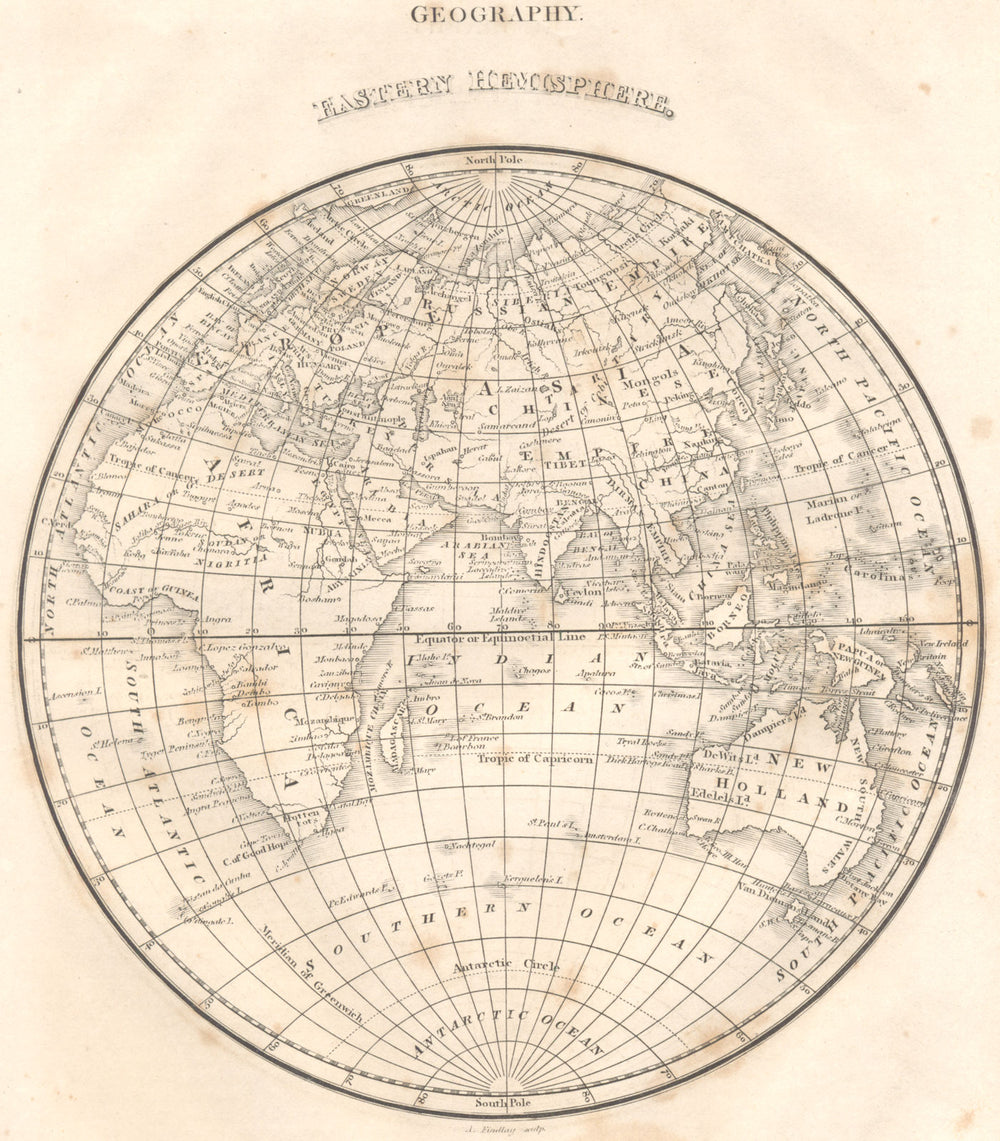 EASTERN HEMISPHERE. New Holland Africa Asia Europe Arabia 1830 old antique map