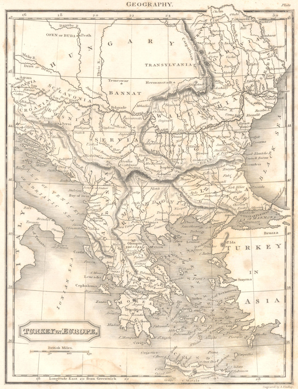 TURKEY IN EUROPE. Balkans Greece Wallachia Romilia Serbia Bessarabia 1830 map