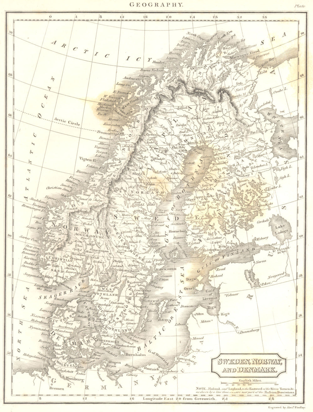 SCANDINAVIA. Sweden Norway Denmark Finland. (Oxford Encyclopaedia) 1830 map
