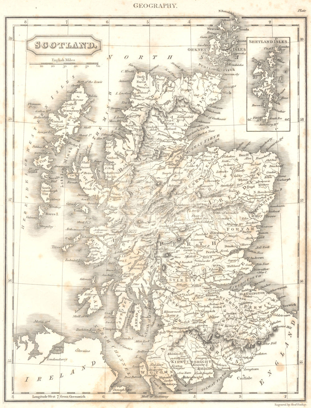 SCOTLAND. Towns counties islands; Inset Shetland Isles 1830 old antique map