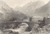 PIEDMONT/PIEMONTE. View of Pomaretto. Hay cart on bridge. BARTLETT 1838 print