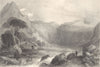 PIEDMONT/PIEMONTE. Head of the Valley of Giaglione. Rapids 1838 old print