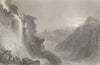 HAUTES-ALPES. The Approach to Dormillouse. Waterfall. Donkey. BARTLETT 1838