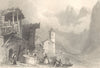 HAUTES-ALPES. View of St. Veran. Church. Well. Goats. BARTLETT 1838 old print