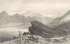 SAVOIE. Vaudois Mountains from the Col de Touilles. Shepherds. Sheep. Dog 1838