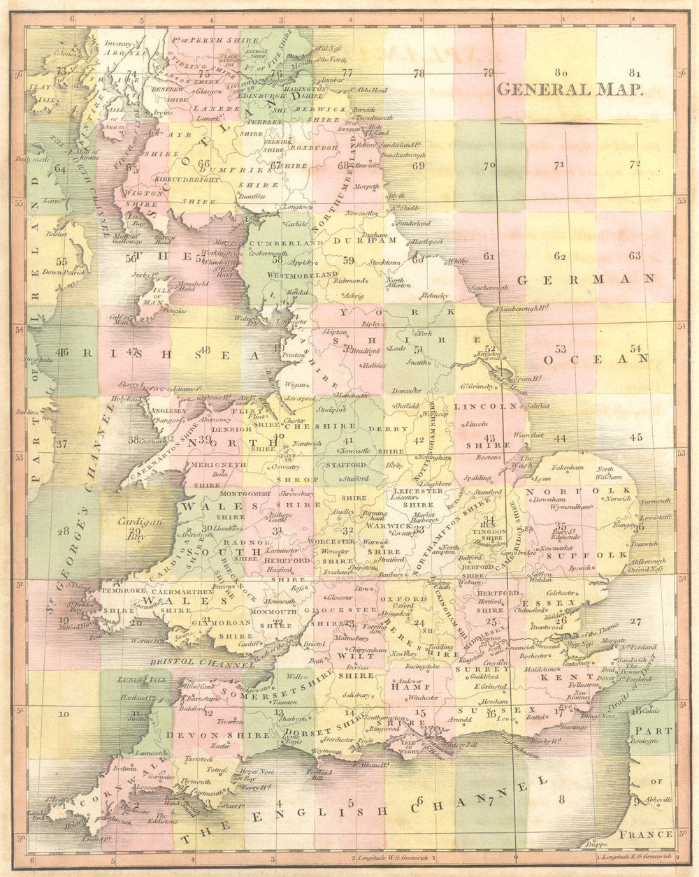 UNITED KINGDOM. England & Wales General Index Map. CARY 1794 old antique