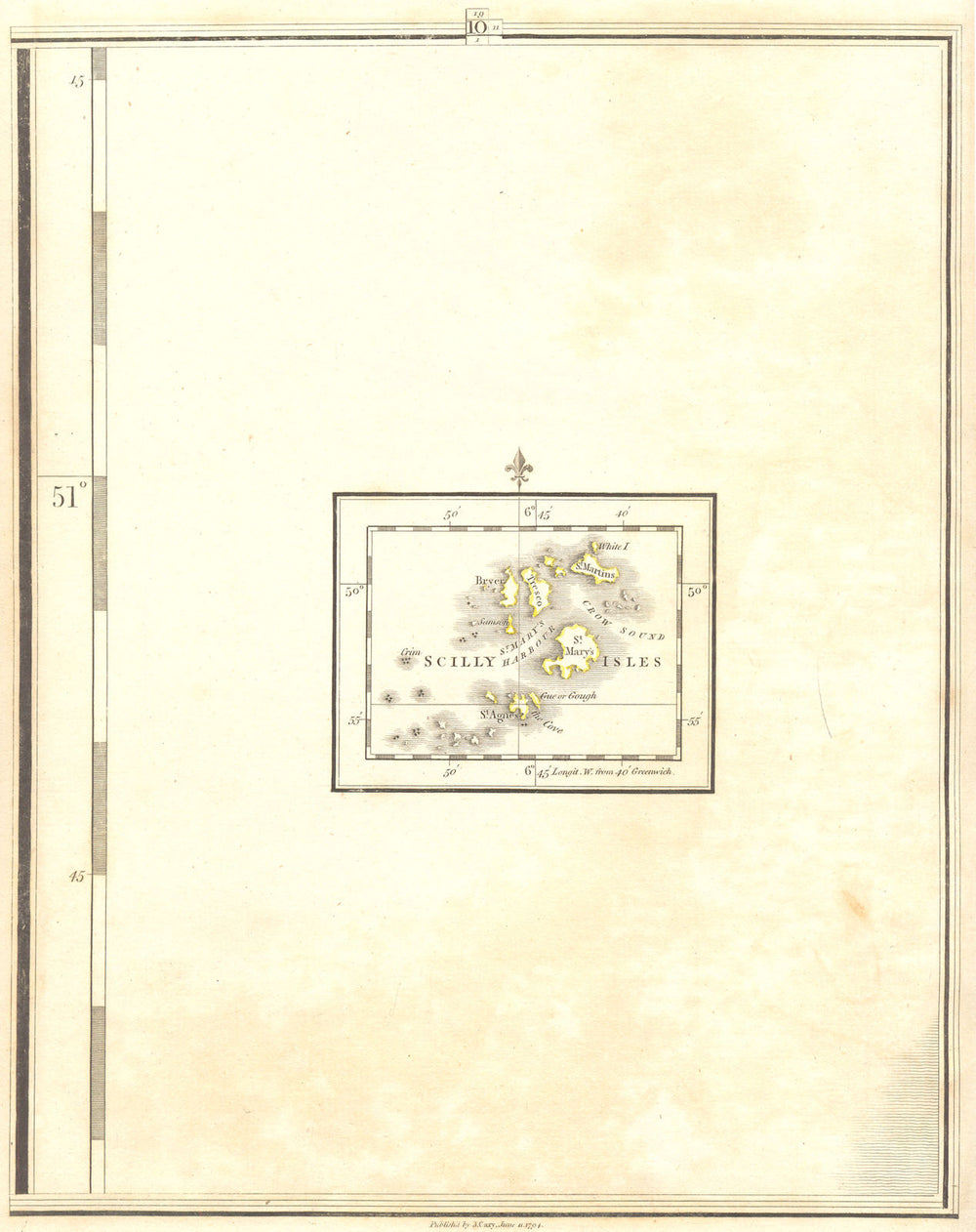ISLES OF SCILLY. St Mary's St Martin's St Agnes Tresco Bryher. CARY 1794 map